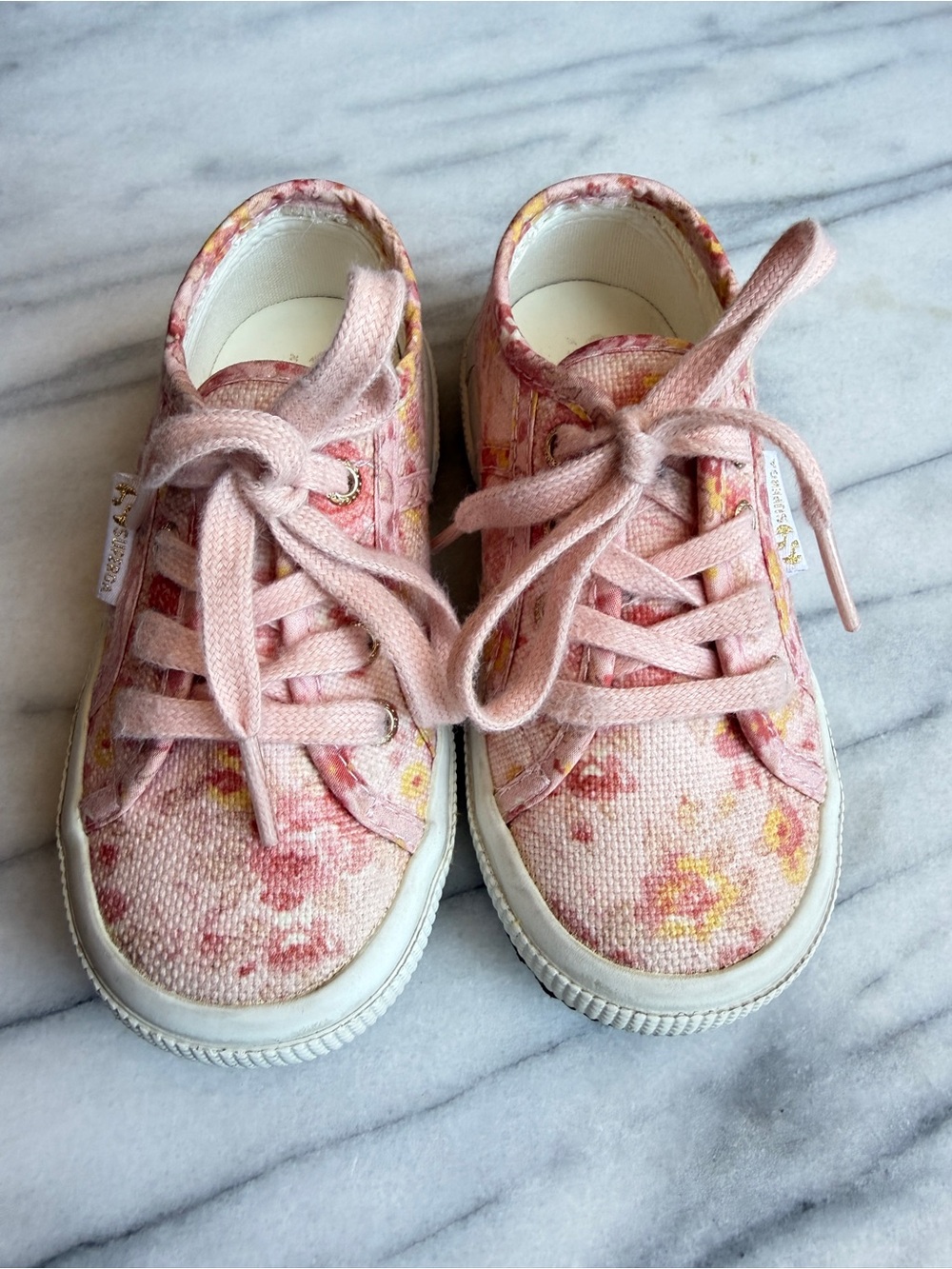 Superga x Love Shack Fancy Pink Floral Canvas Sneakers Kids Size 9.5 Toddler